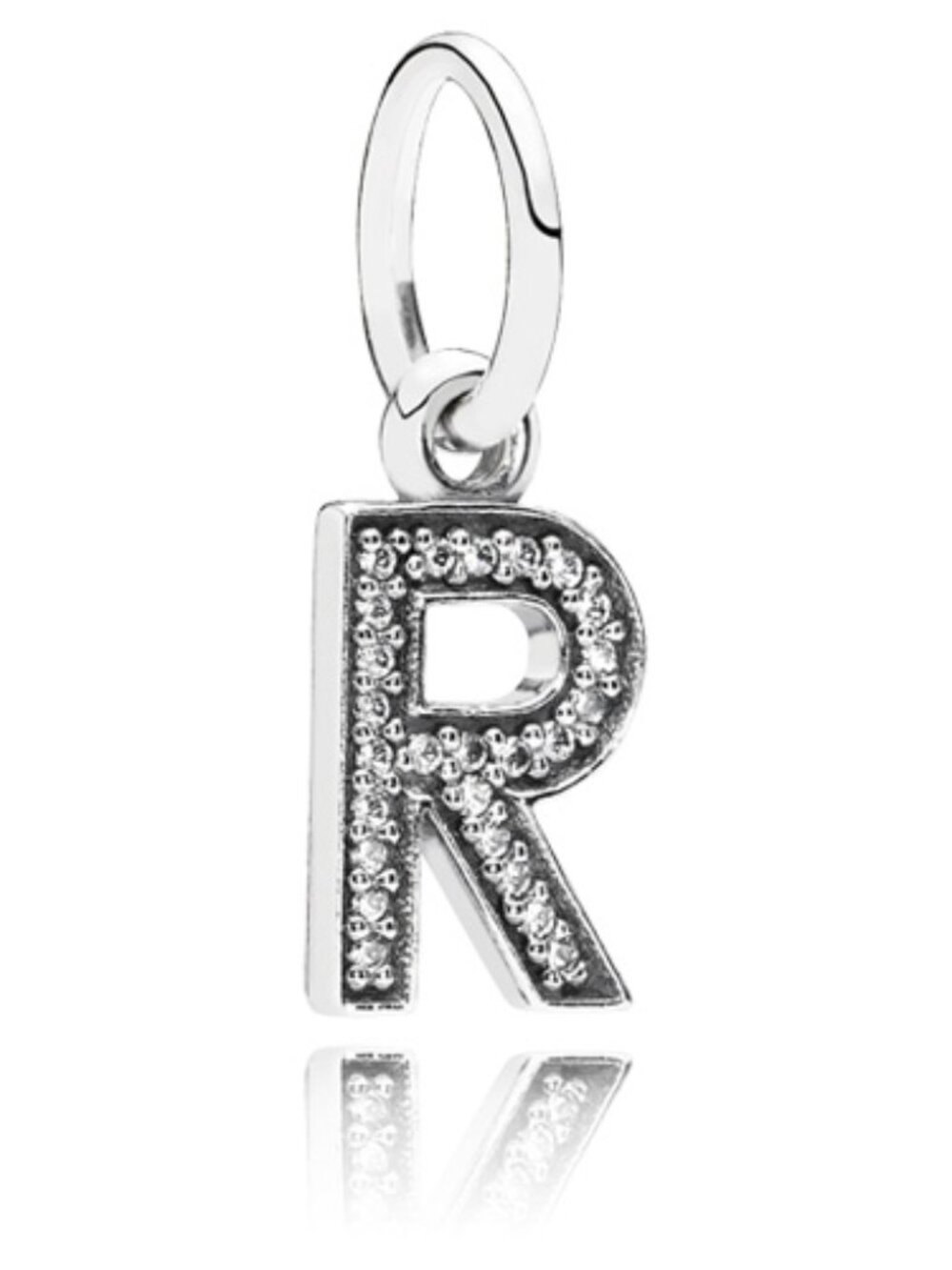 PANDORA Letter R Dangle with Clear Zirconia Authentic Silver Charm Pendant
